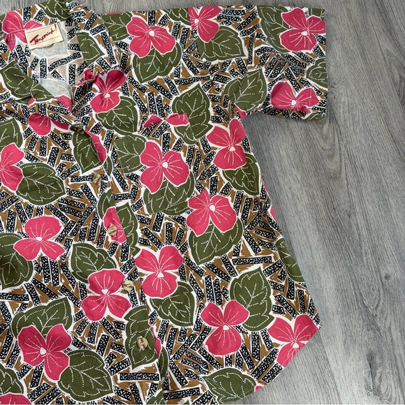 Vintage Tanzerina! Shirt Woman’s Medium Multicolor Hibiscus Hawaiian 90’s Y2K - Picture 6 of 10